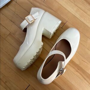 Women's White Mary Jane Platform Shoes